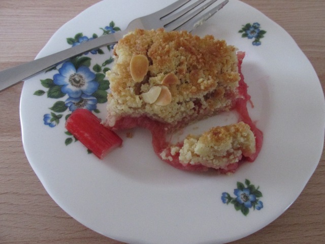 Rhubarb and ginger biscuit bar